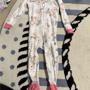 Burt's Bees Baby White Footed One-Piece with Pink Cuffs and Orange Bicycle Print